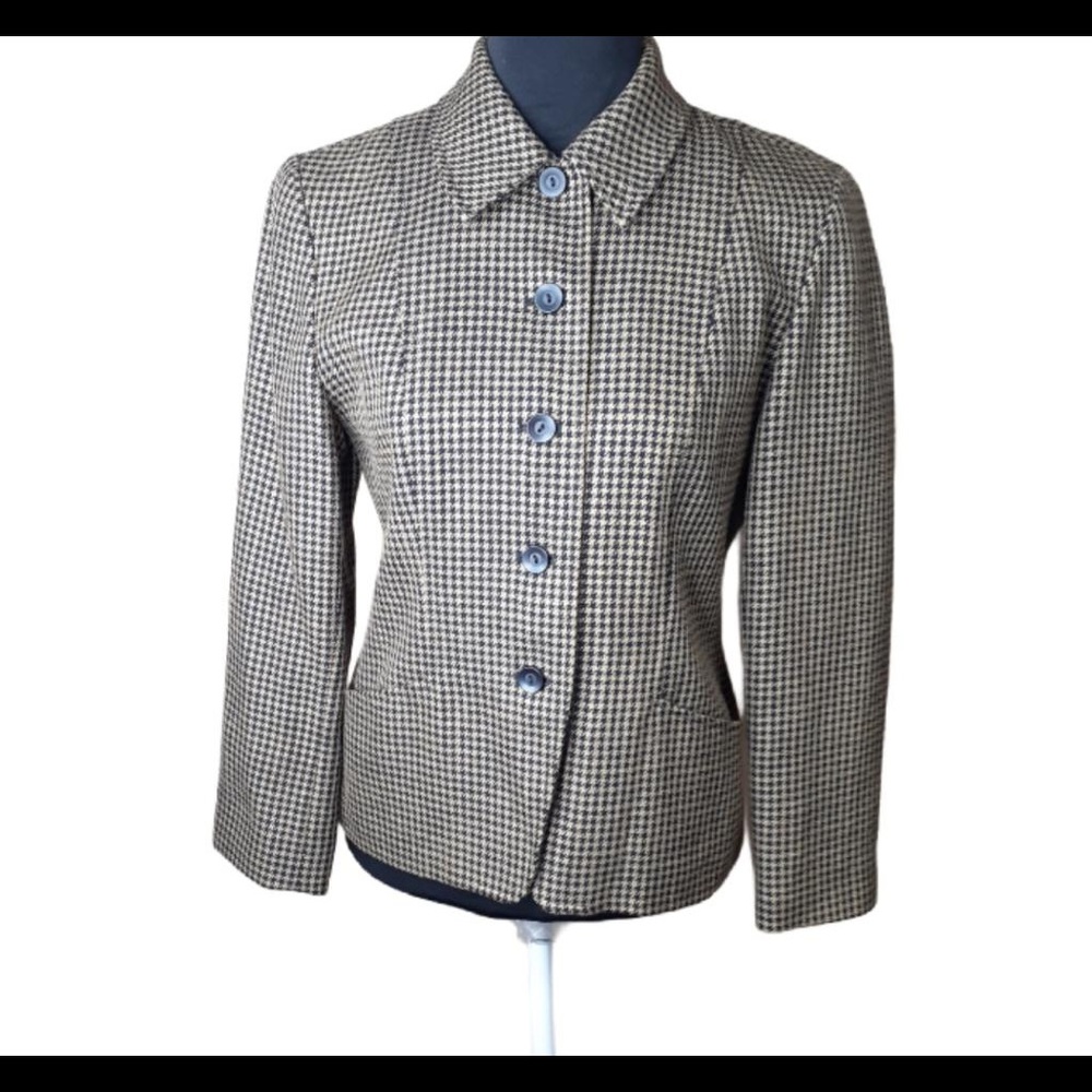 Pendleton wool houndstooth blazer jacket petite 6
